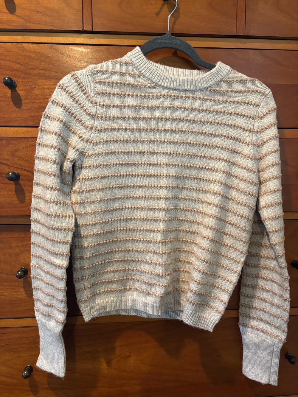 Tahari Cream Sweater with Tan Stripes